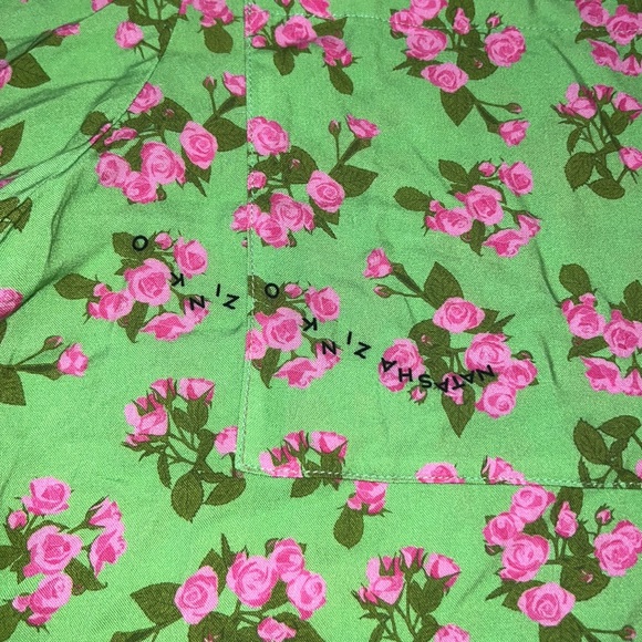 Natasha Zinko Floral Button Down Shirt in Lime Green, size Medium/4 - Picture 10 of 14